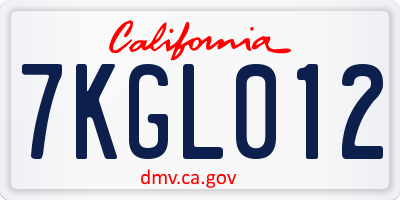 CA license plate 7KGL012