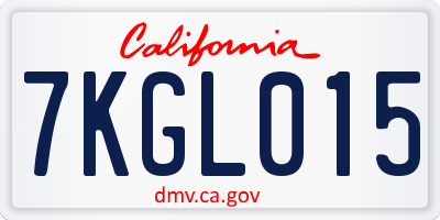 CA license plate 7KGL015