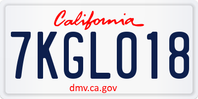 CA license plate 7KGL018