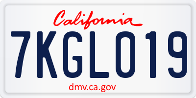 CA license plate 7KGL019