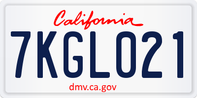 CA license plate 7KGL021