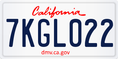 CA license plate 7KGL022