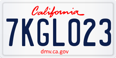 CA license plate 7KGL023