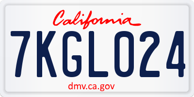 CA license plate 7KGL024