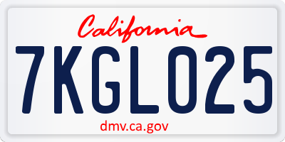 CA license plate 7KGL025