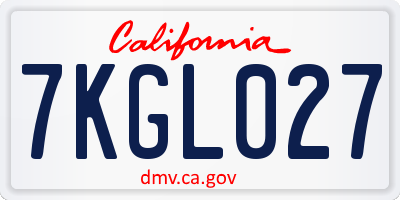 CA license plate 7KGL027