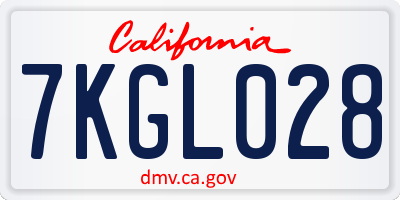 CA license plate 7KGL028