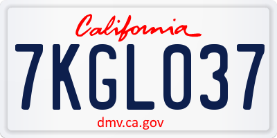 CA license plate 7KGL037