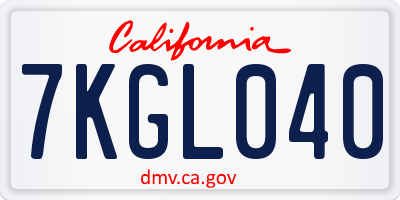 CA license plate 7KGL040