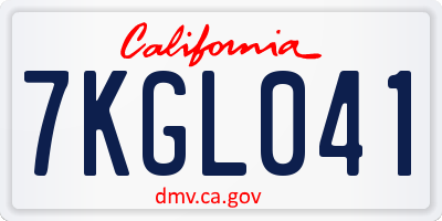CA license plate 7KGL041