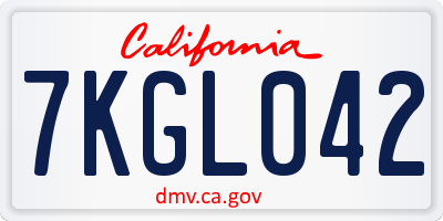 CA license plate 7KGL042