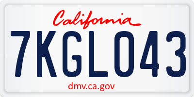 CA license plate 7KGL043