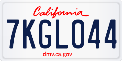 CA license plate 7KGL044