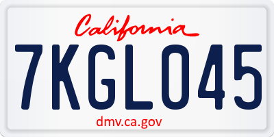 CA license plate 7KGL045