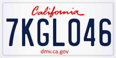 CA license plate 7KGL046