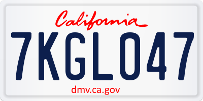CA license plate 7KGL047