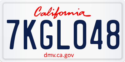 CA license plate 7KGL048