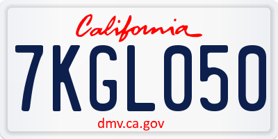 CA license plate 7KGL050