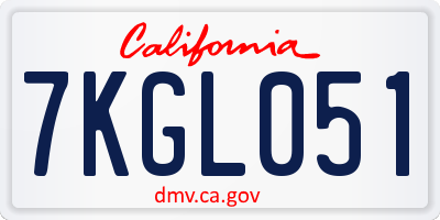 CA license plate 7KGL051