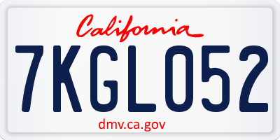 CA license plate 7KGL052