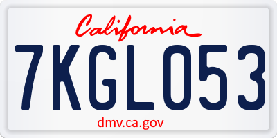 CA license plate 7KGL053