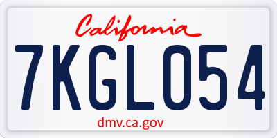 CA license plate 7KGL054