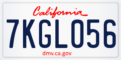 CA license plate 7KGL056