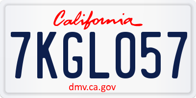 CA license plate 7KGL057