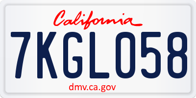 CA license plate 7KGL058