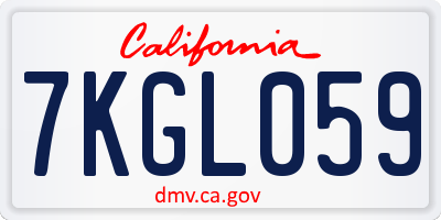 CA license plate 7KGL059
