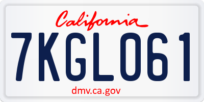CA license plate 7KGL061
