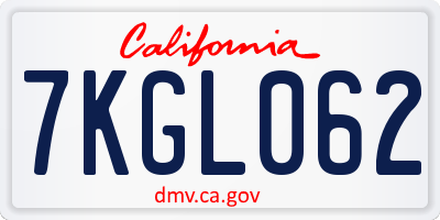 CA license plate 7KGL062