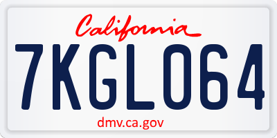 CA license plate 7KGL064
