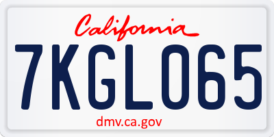 CA license plate 7KGL065