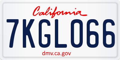 CA license plate 7KGL066