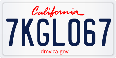 CA license plate 7KGL067