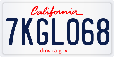 CA license plate 7KGL068