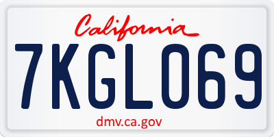 CA license plate 7KGL069