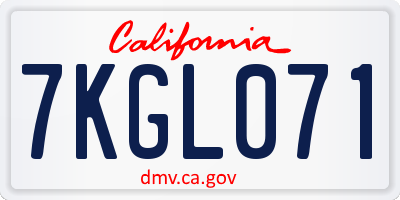 CA license plate 7KGL071