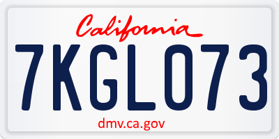 CA license plate 7KGL073