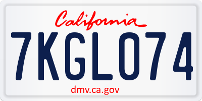 CA license plate 7KGL074