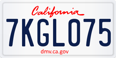 CA license plate 7KGL075