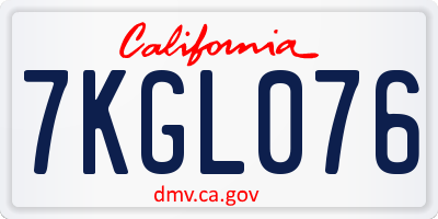 CA license plate 7KGL076