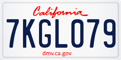 CA license plate 7KGL079