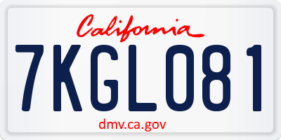 CA license plate 7KGL081