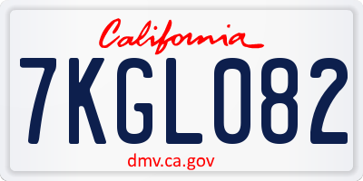 CA license plate 7KGL082