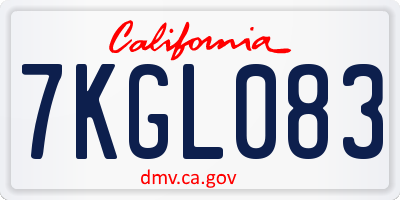 CA license plate 7KGL083