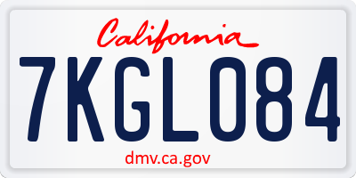 CA license plate 7KGL084