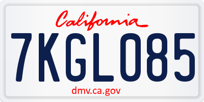 CA license plate 7KGL085