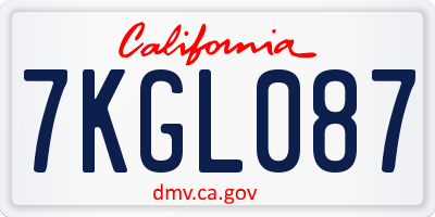 CA license plate 7KGL087